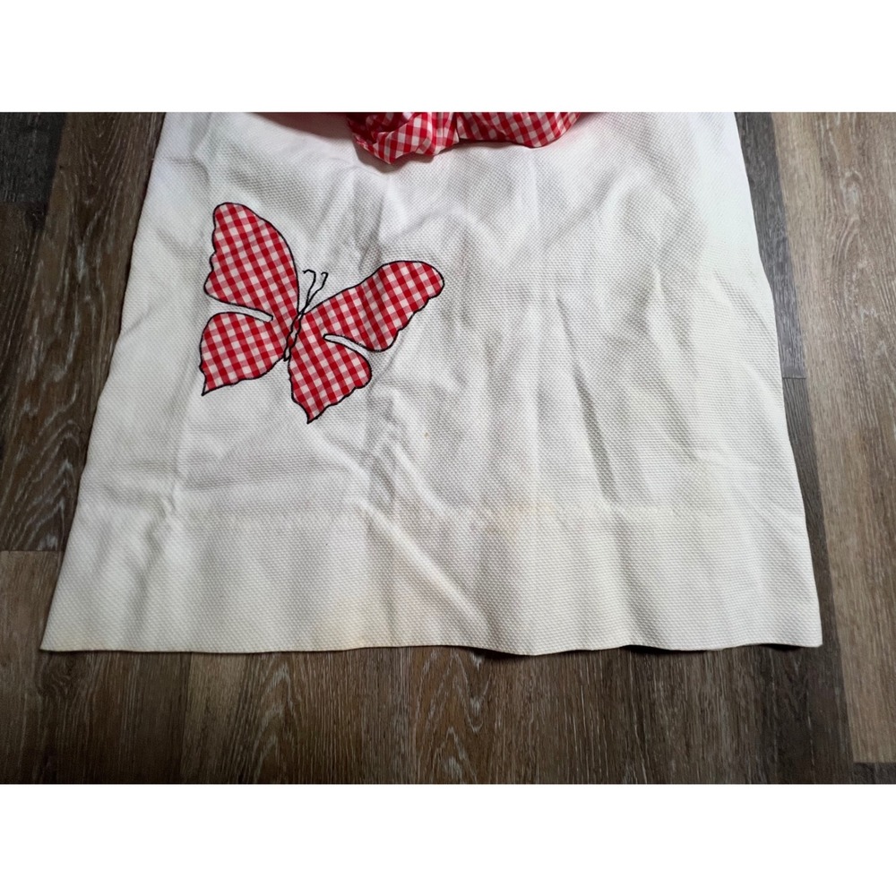 Vintage Maxi Dress XS Red White Gingham Butterfly Good 70s Retro - Picture 7 of 8